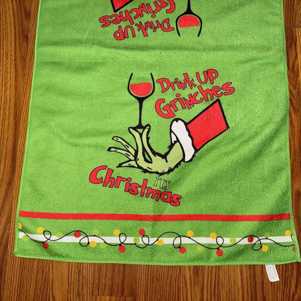 The Grinch Drink Up Grinches It’s Christmas Hand Green Microfiber Hand Towel‎